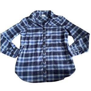 Columbia Women's Plaid Button Up Shirt Blue Long Sleeve  Size M